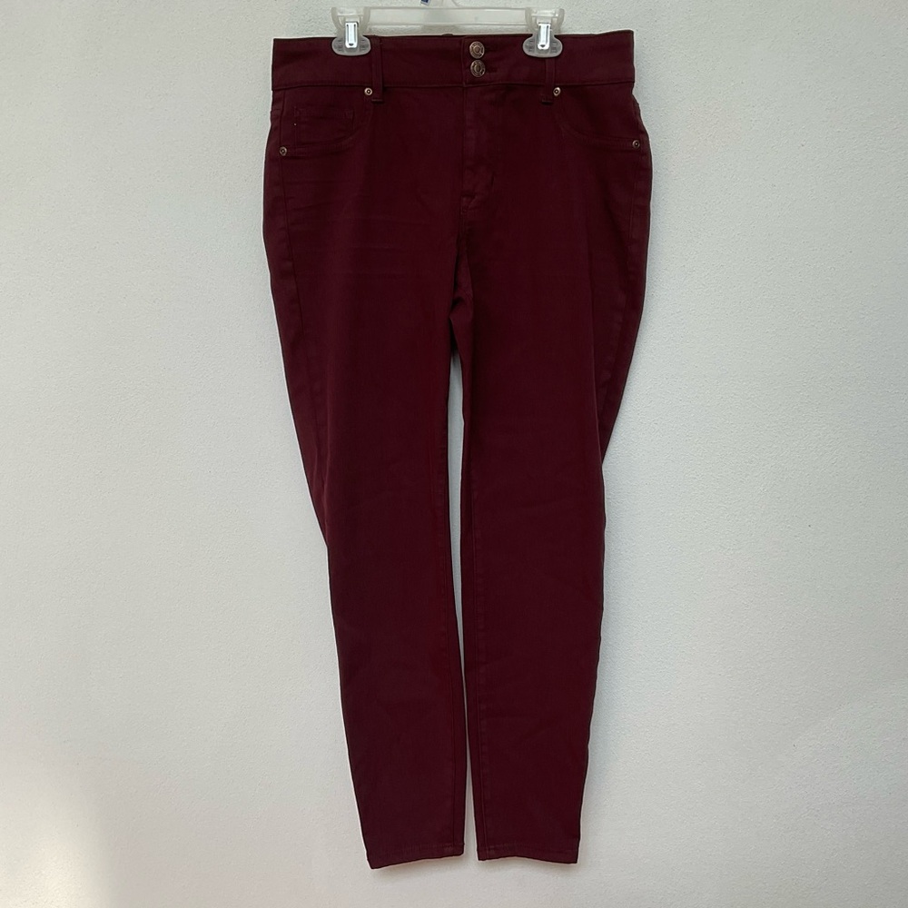 M Jeans By Maurices Maroon High Rise Skinny Jeans Size Medium Short Inseam